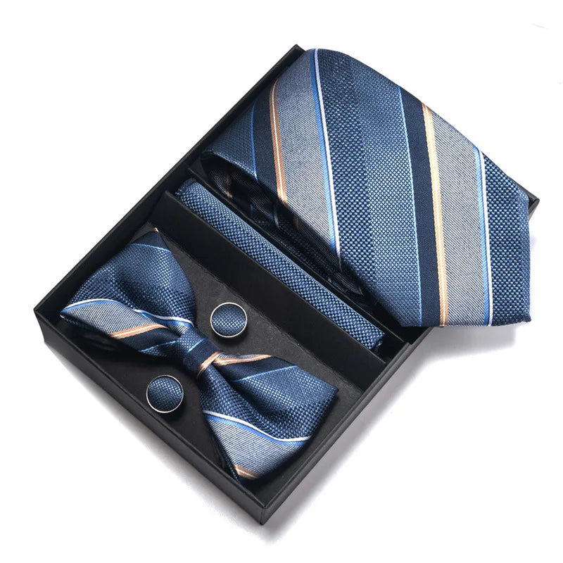 Men's Tie Pin cuff square bow Tie with pocket square cufflinks Set Paisley Men's Business Wedding Suit Accessories 6-piece set