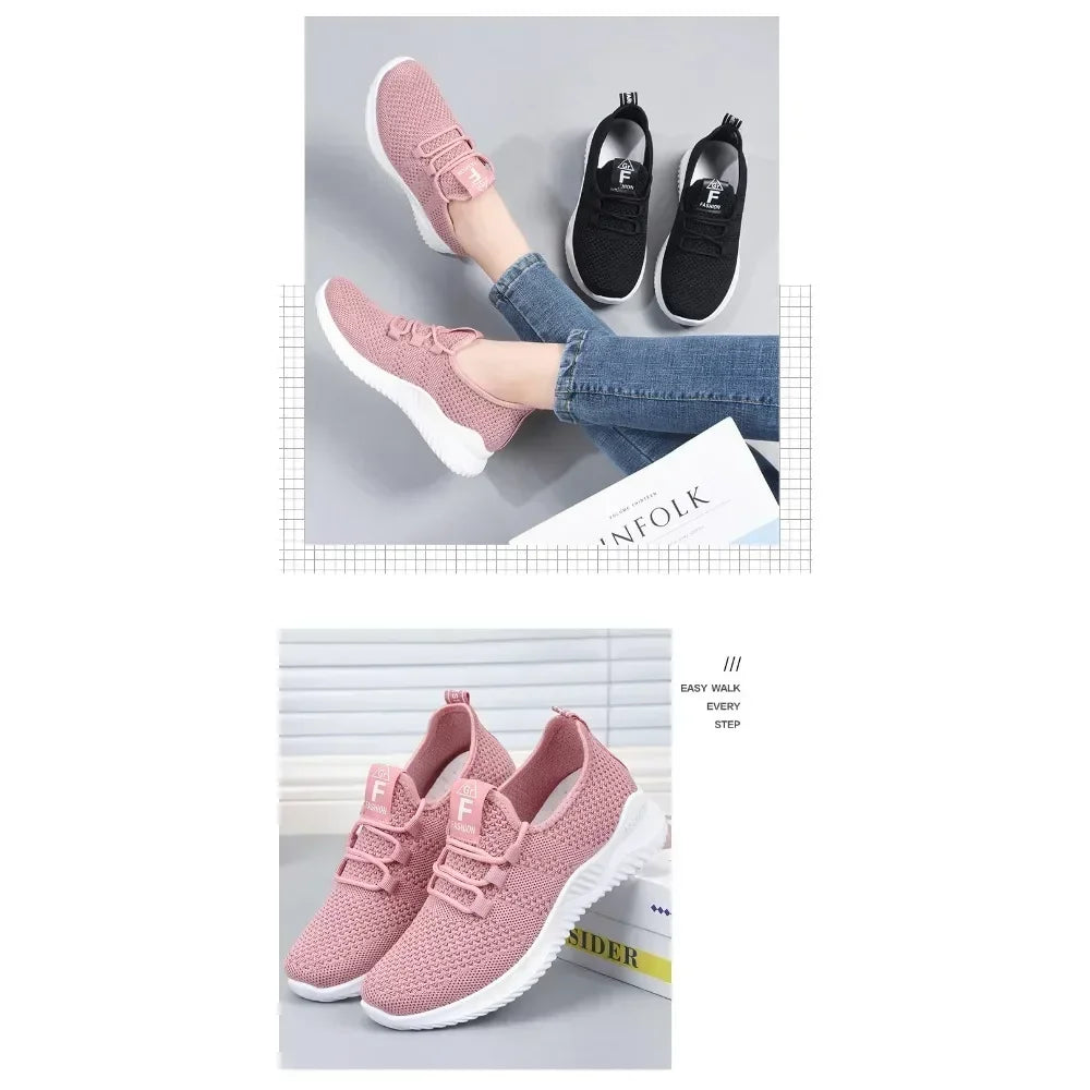 Shoes for women 2025 new casual fashion running shoes flying woven breathable women's shoes soft sole trend sneakers women