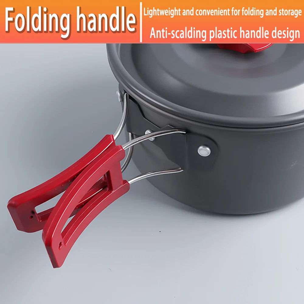 Outdoor camping cookware folding outdoor non stick pot boiling water outdoor set pot portable camping cookware tableware