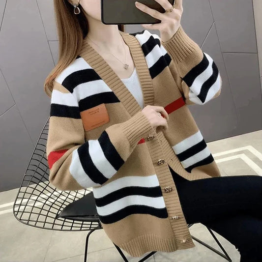 CNJiangxi Strickcardigan - V-Ausschnitt, Lockere Passform