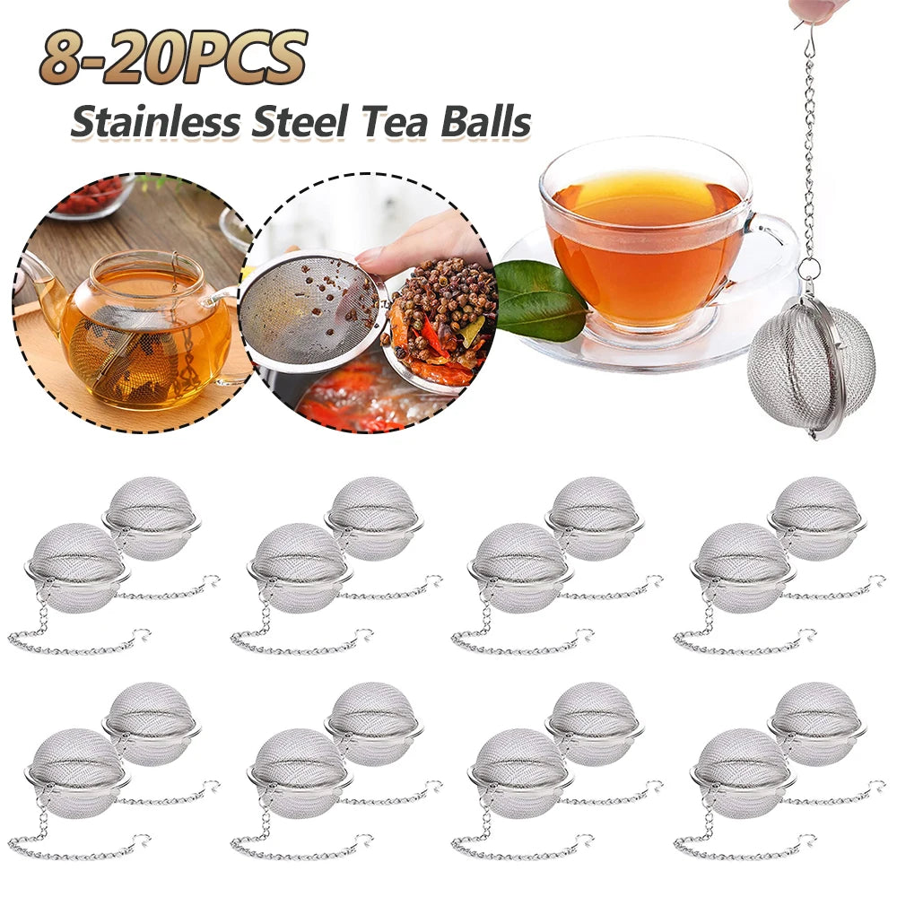 Tee-Sieb 2025: 8-20PCS Edelstahl Spice Tea Ball - Filter Strainer Infuser Sphere Kitchen Tools Collection