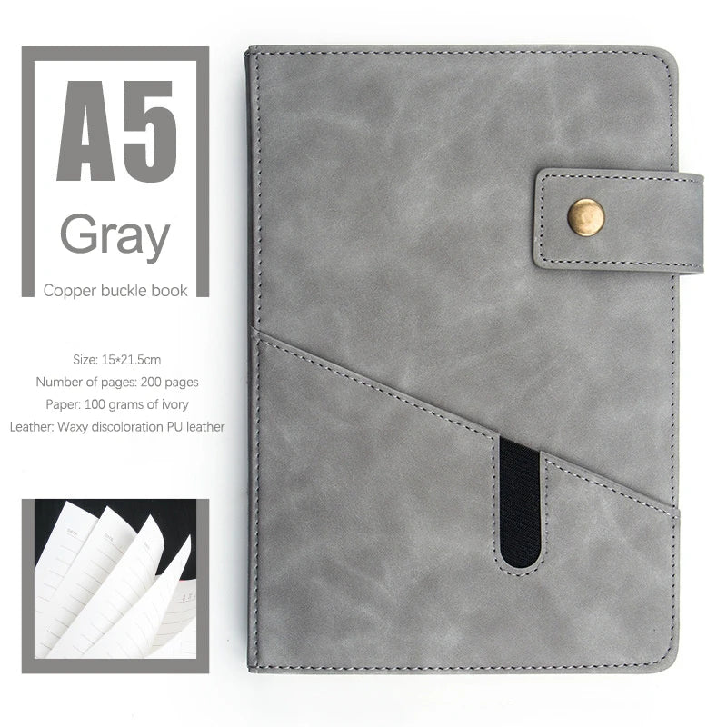 Caiet A5 din piele PU 2025 - Jurnal de afaceri, planificator, agendă, organizator, școală, birou