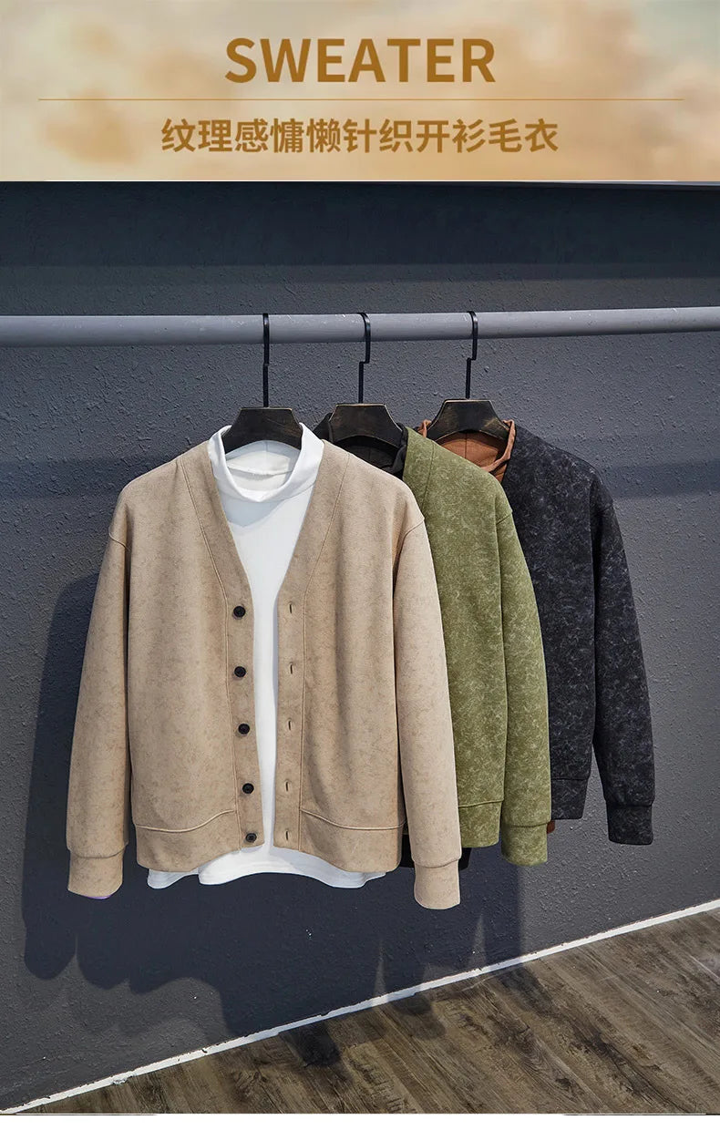 MAINKULCN Cardigan Koreanischer Stil V-Ausschnitt - Größe 8XL-10XL, Material Polyester Baumwolle, Knopfleiste