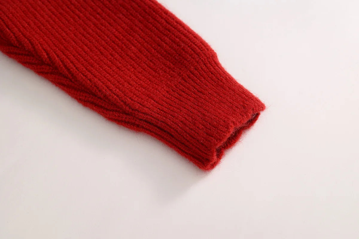 V-TREECN Roter Strickcardigan - Gr 3-6Y Polyester O-Kragen