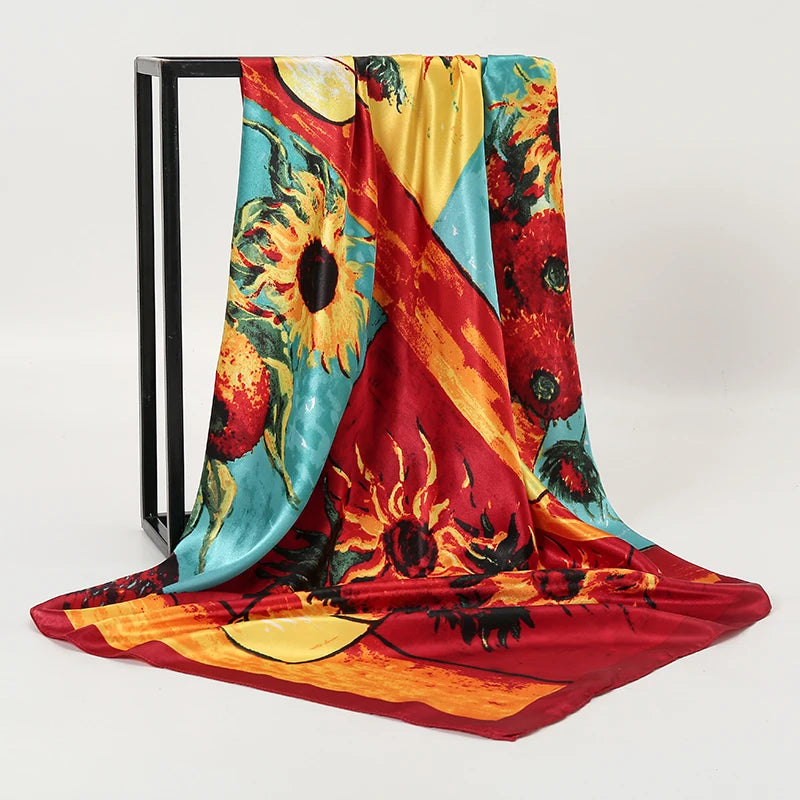 SENAIFE Satin-Schal Elegant - 90x90cm Polyester Leicht