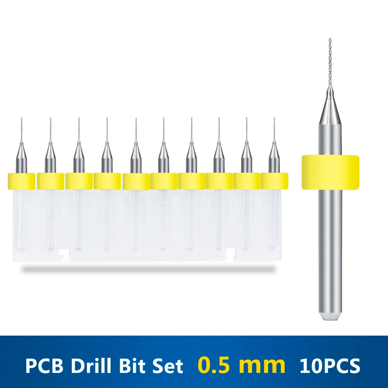 XCAN 10Stk/Set 0.3mm bis 1.2mm PCB Mini Bohrer Bit Wolfram Stahl Hartmetall für Print Schaltkreis Board CNC Bohrer Bits Maschine