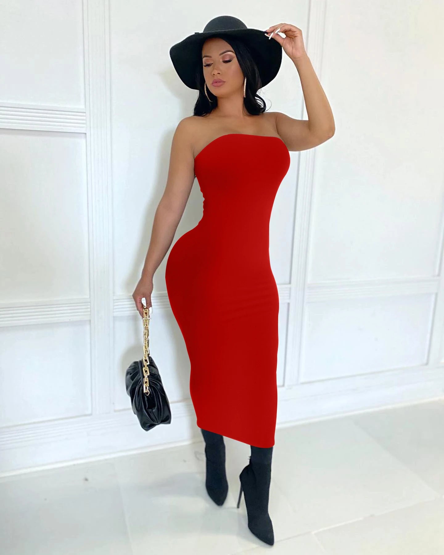 summer women's elegant sleeveless chest wrapped Long Beach Dress