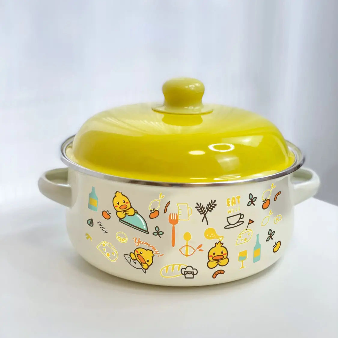 Kitchen Cookware Utensils Set 16/18/20CM Red Yellow and Green Enamelled Pots and Pans, 3-piece Set, Induction Cooktop, Open Fire