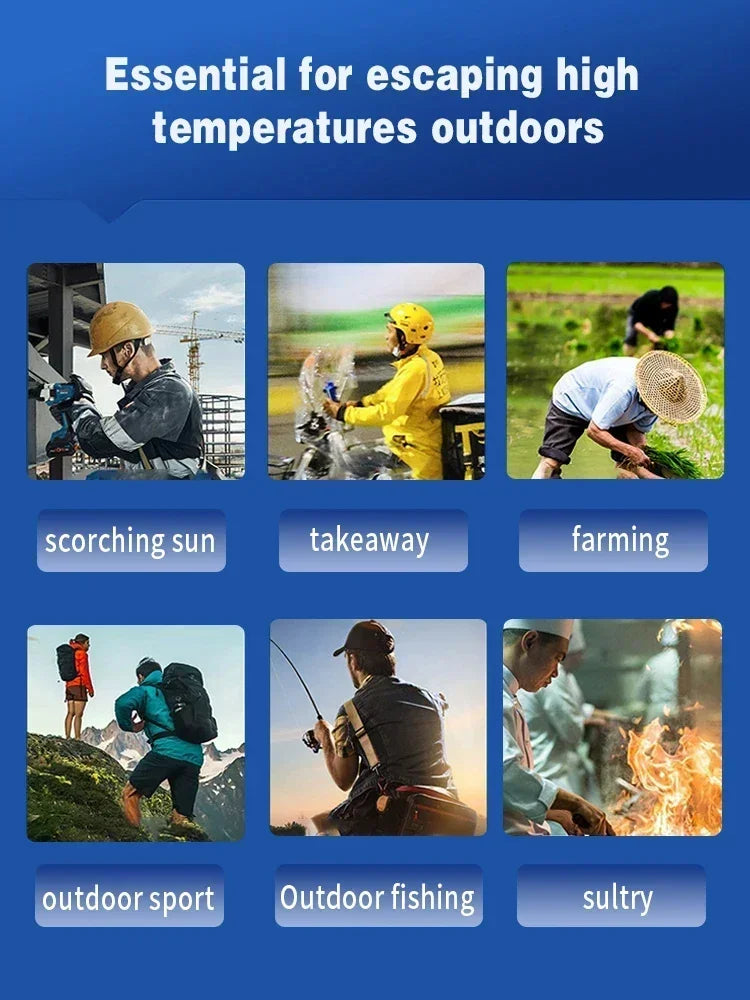 Ventilator portabil de talie 10000mAh cu baterie externă, iluminare LED, ventilator de gât suspendat, ventilator de răcire cu flux de aer puternic cu 5 viteze pentru lucru în aer liber