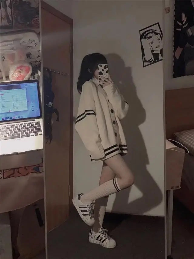 Altayskiy Cardigan Beig Patchwork Korea Stil Lovely Cozy - Regular Länge Gewicht 120–220 g/m² Knopfverschluss