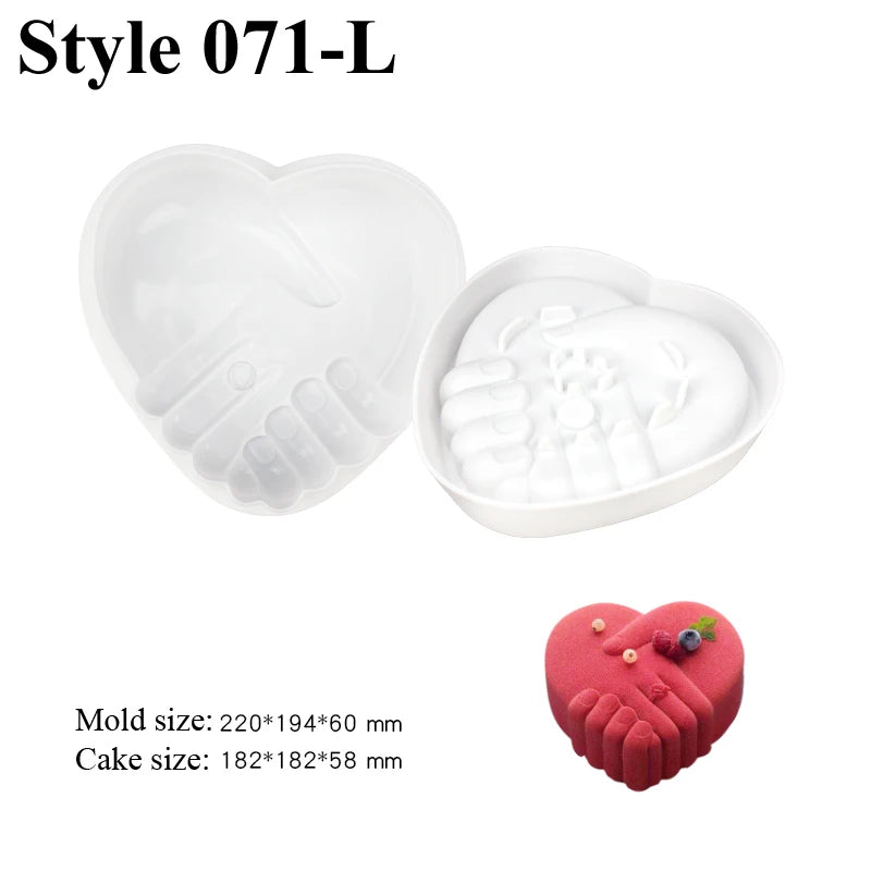 Romantic Heart or Rose Design Silicone Cake Molds Valentine's Day Mousse Cake Mold Kitchen Bakeware Dessert Decorating Tools