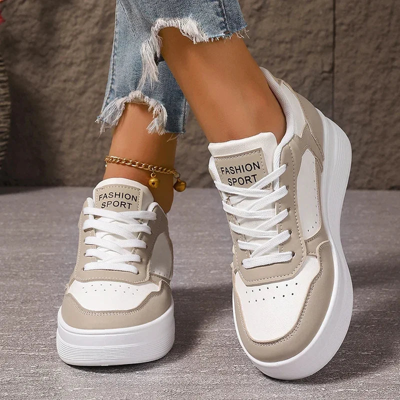 Women Sneakers for Thick Platform Casual Shoes 2025 Spring New Patchwork Sport Shoes Outdoor Comfort Anti-Slip Woman Sneaker