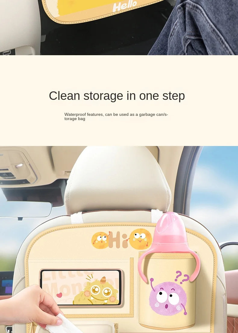 Car Storage Hanging Bag for Car Interior Multi-Functional Car Seat Back Organizer Rear Seat Tissue Box Trash Can Storage Box