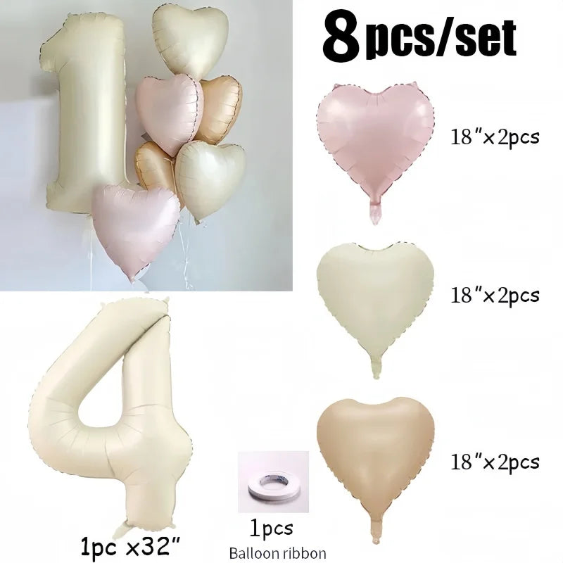 CHUYUN Happy Birthday Zahlenfolie Ballons - 8er Creme 40cm