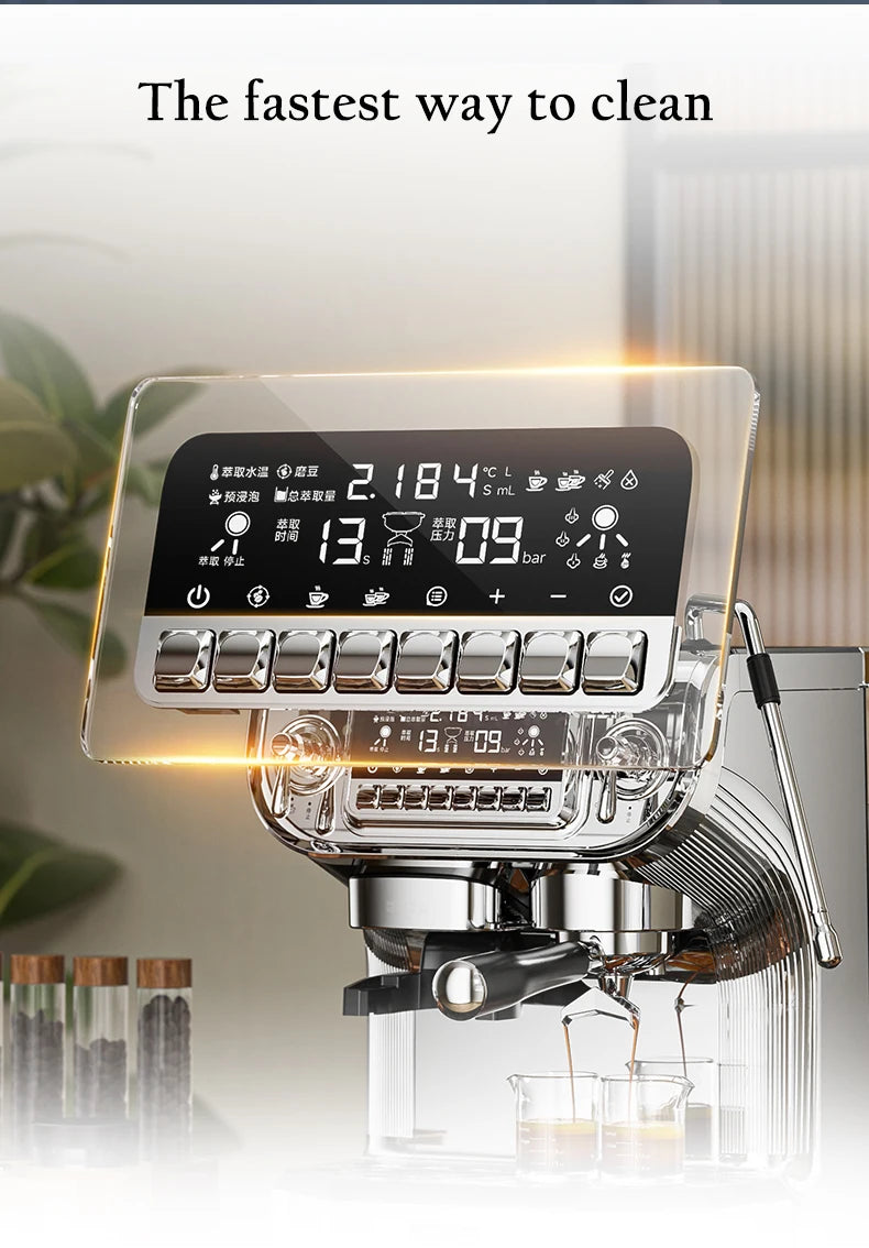 Mcilpoog TC530 Semi Automatic Coffee Machine with Grinder & Powerful Steamer,5.5-Inch Display,Coffee Maker for Home and Office.