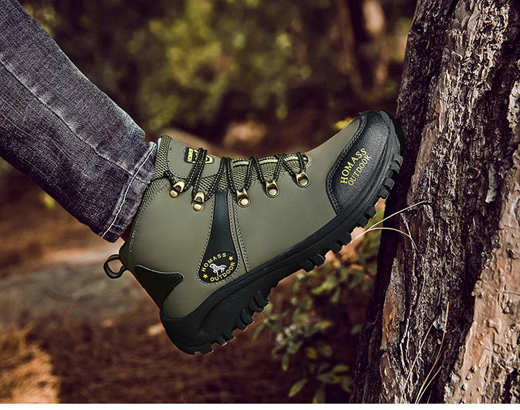 Shoes for Men 2024 New Men Sneakers Leather Waterproof Mountaineering Camping Hiking Shoes Thick Sole Comfortable Running Shoes