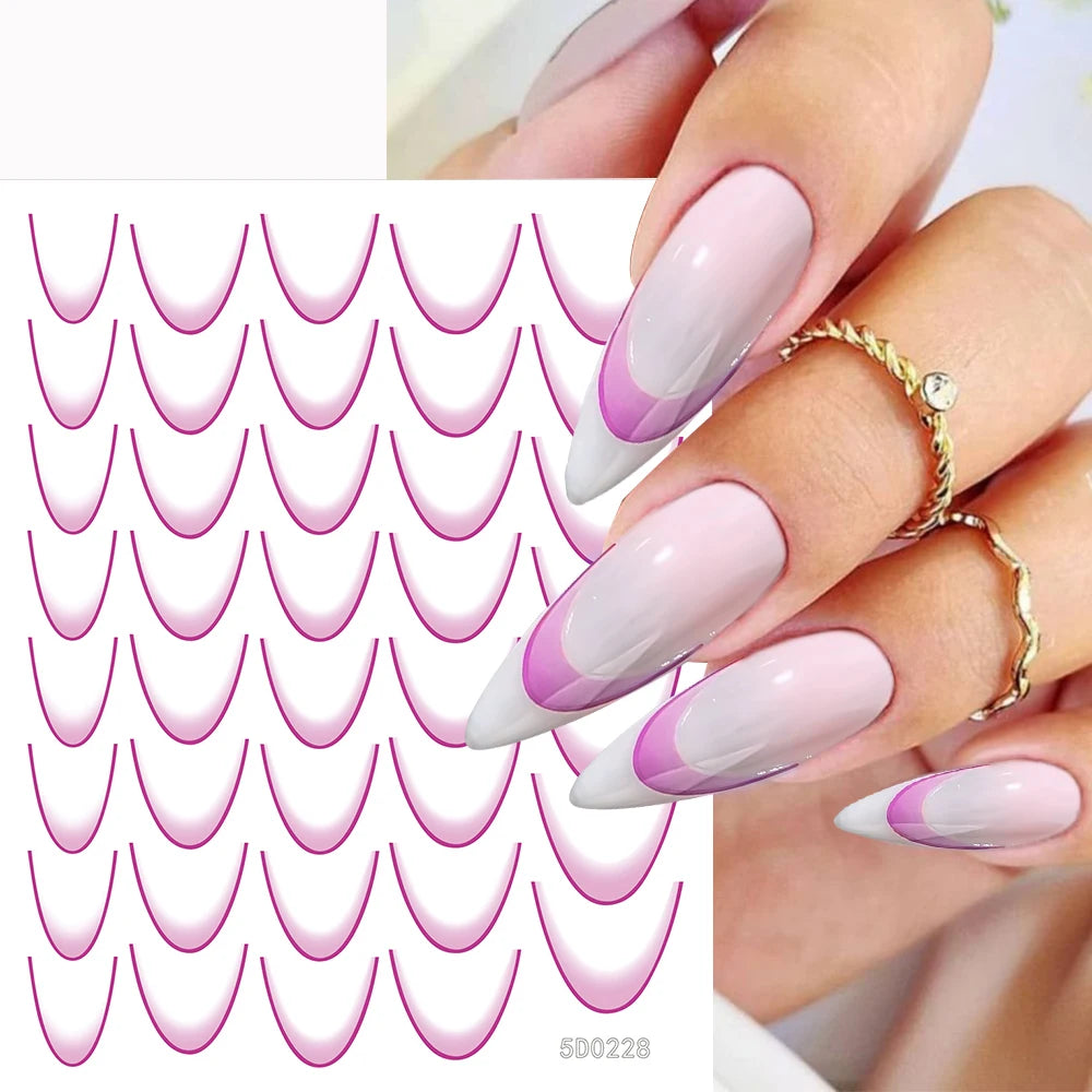 Set de autocolante MAFANAILS cu gradient francez - 14 piese 5D