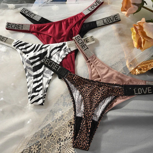 Lenjerie intimă pentru femei 2025: TWTZQ Chiloți eleganți cu talie joasă, tanga pentru femei, cu strasuri, litere - diamante, tanga sport, pantaloni scurți, chiloți, spate în T, fitness, colecția S-XL