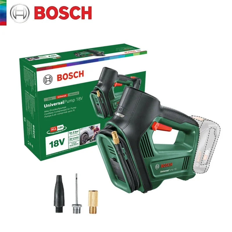 Bosch 18V Universal Air Pump Cordless Electric Air Compressor for Car Motorcycle Bicycle Tire Inflator with Air Pressure Display