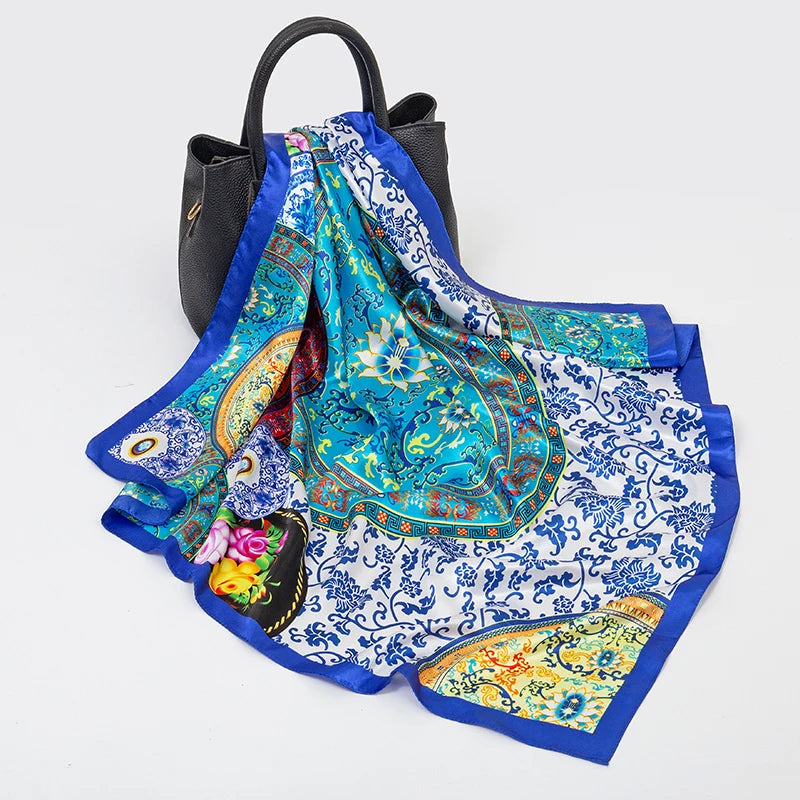 SENAIFE Satin-Schal Elegant - 90x90cm Polyester Leicht