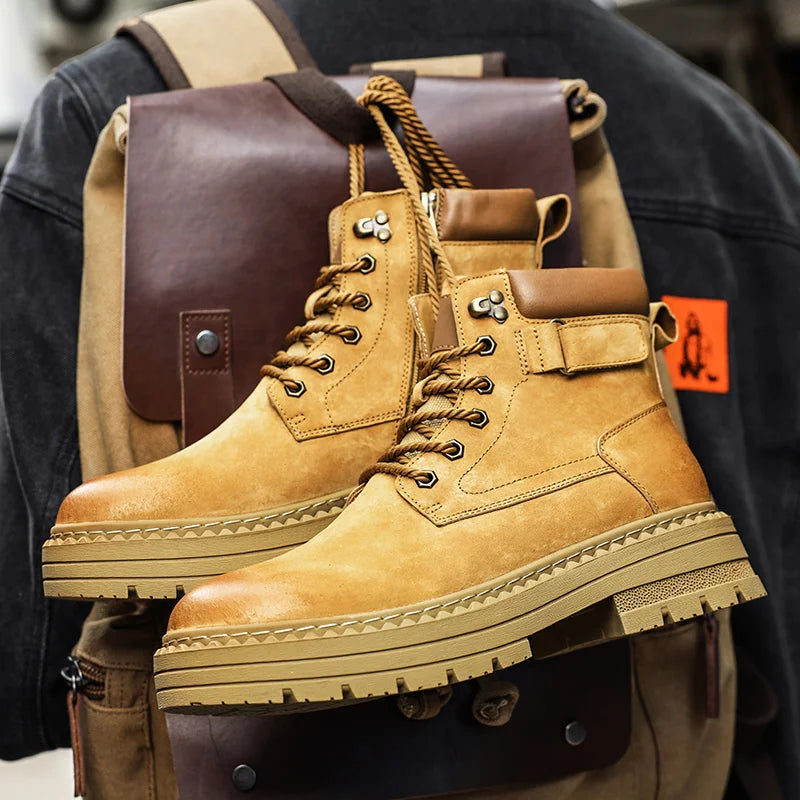 YeinshaarsCN Suede Leder High-Top - Größe Knöchel Rutschfeste Sohle