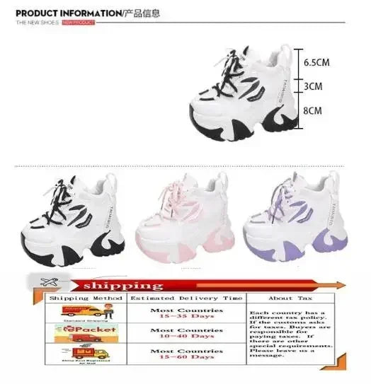 Fashion Sneakers For Women 11CM Platform Chunky Casual Shoes High Quality Autumn Woman Tenis Female Walking Trainers Thick Sole