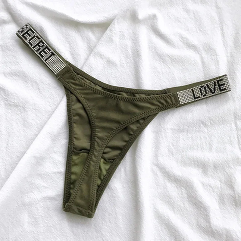 ZQTWTC Damen String 2025 - Tief sitzende Panties mit Strass-Details S-XL