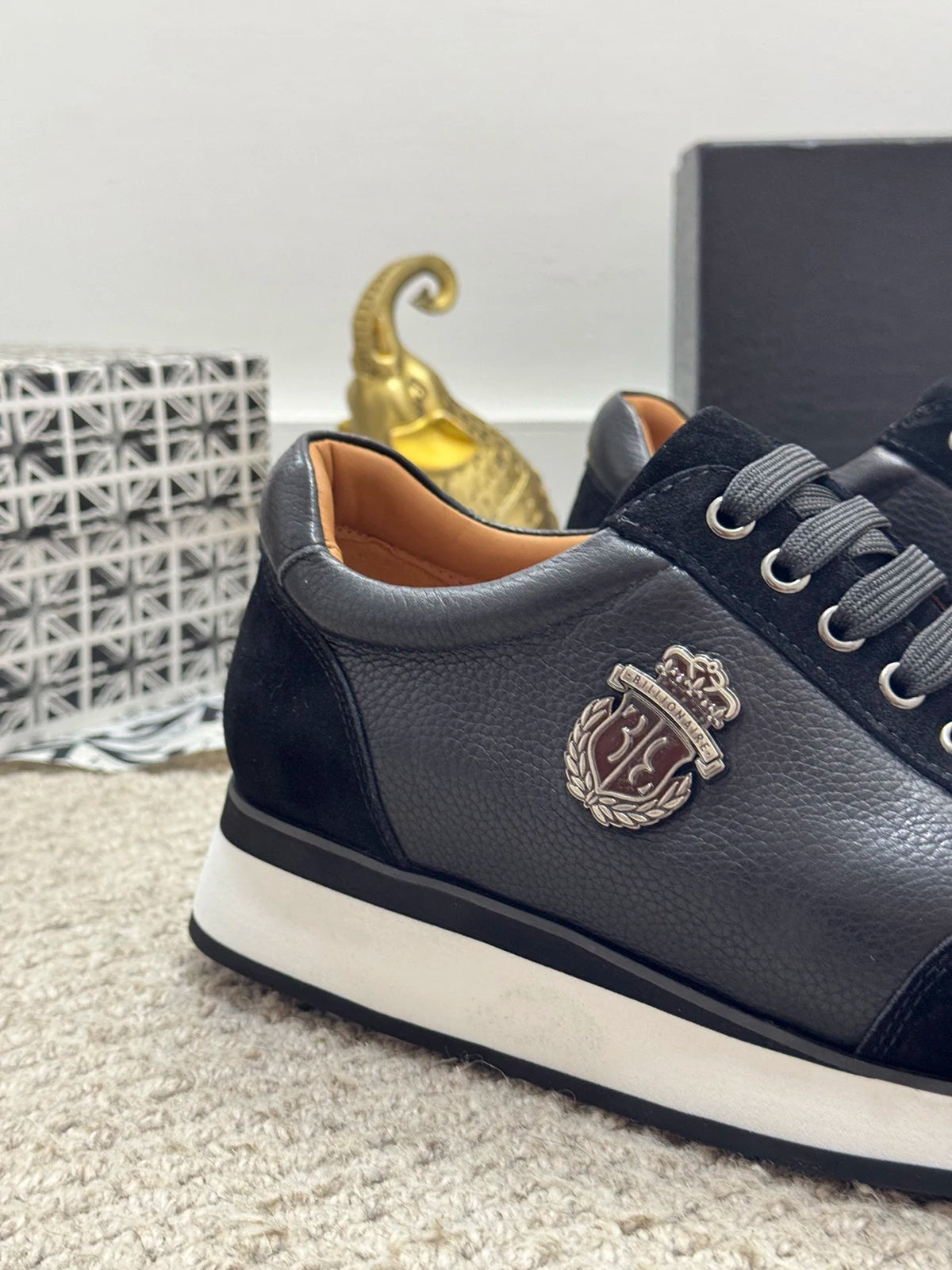 BLSK CPRT Slip On Sneaker Stickerei Design - Größe 39-45, Rindsleder Innenfutter, Gummisohle