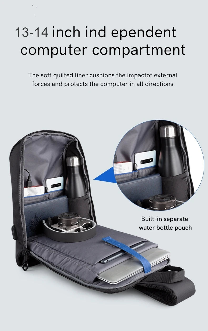 Laptop-Tasche 2025 - 13.3-14 Zoll Crossbody Messenger Rucksack Schule Studium
