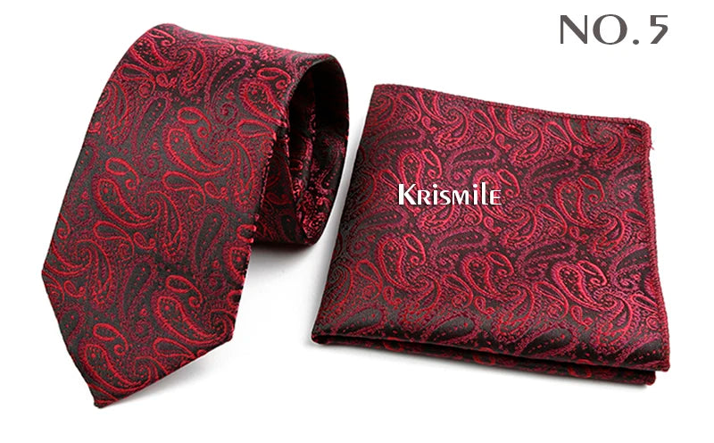 Novelty Paisley Tie Pocket Square Set For Men Skinny Slim 6cm Necktie Fit Business Wedding Party Stage Host Daily Wear Accessory