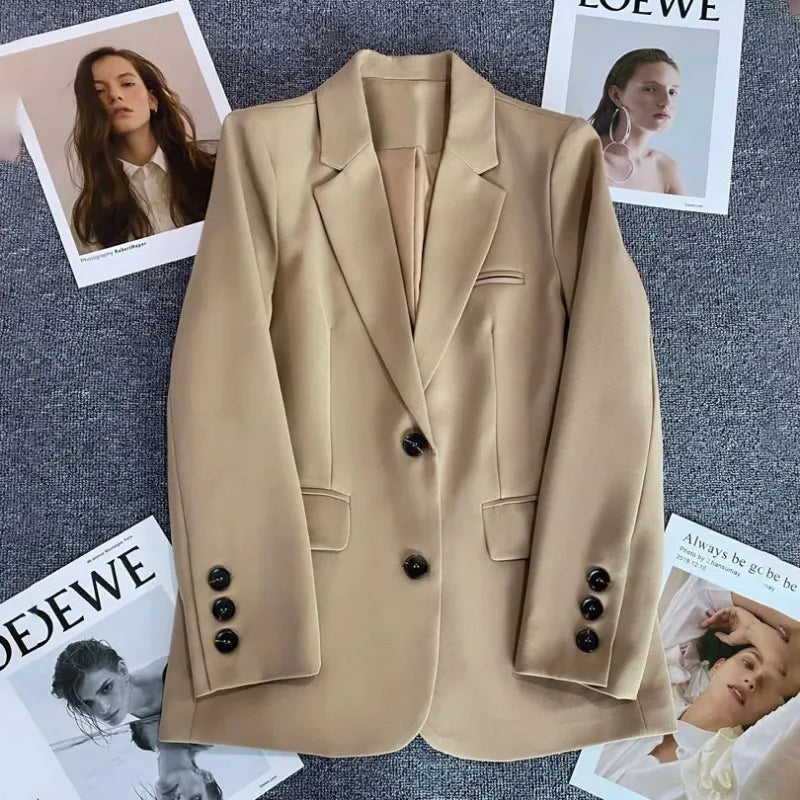 Elegant Office Lady Blazers for Women 2024 Fashion Long Sleeve Single Button Blazer Coats Female Top Suit Jackets Outerwears