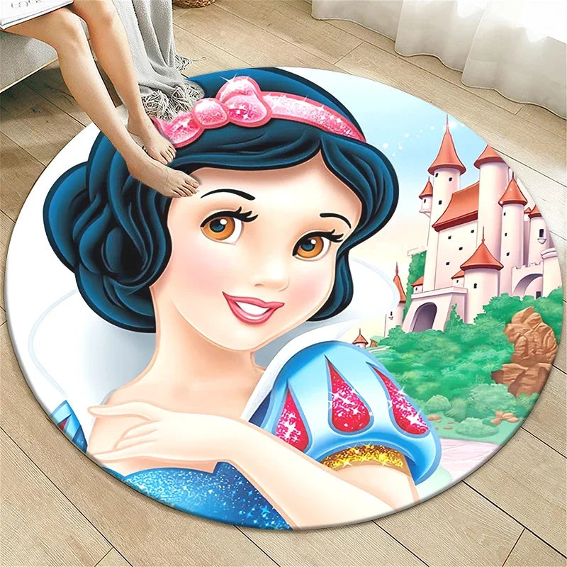 Snow White Cartoon Print Circular Carpet, Bedroom Decorative Carpet, Living Room Bathroom Picnic Camping Non-slip Mat