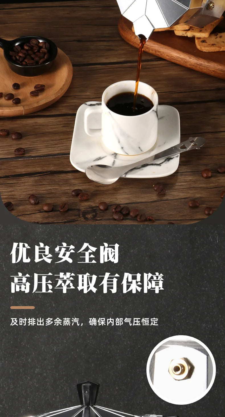 Coffee Maker Machine Aluminum Mocha Pot Mocha Coffee Pot Octagonal Aluminum Pot Span