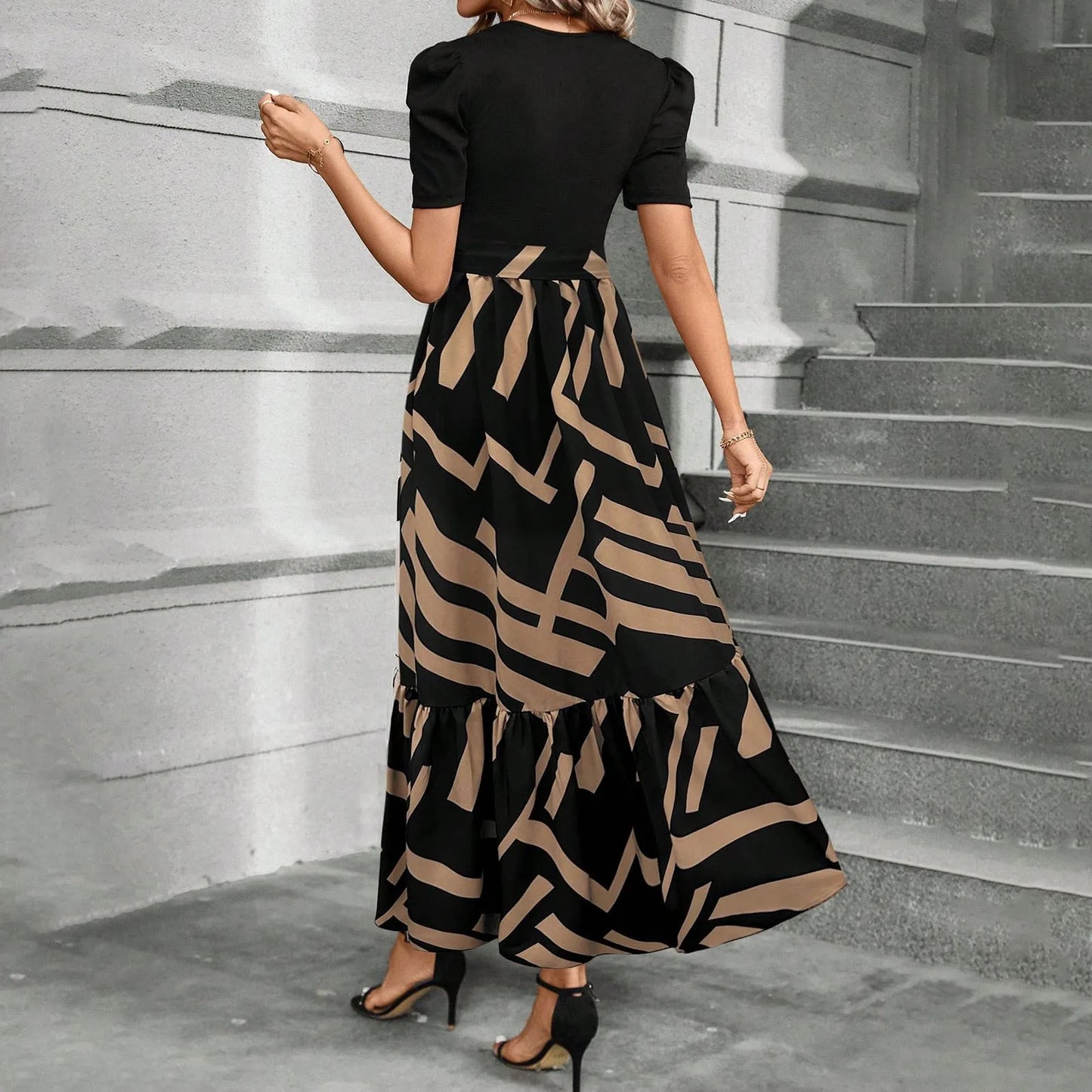 Spring Elegant Dress For Women Bow Tie Waist Cinched Dress A-Lin Flowing Skirt Office Women'S Clothing High Waisted Fashion Dres
