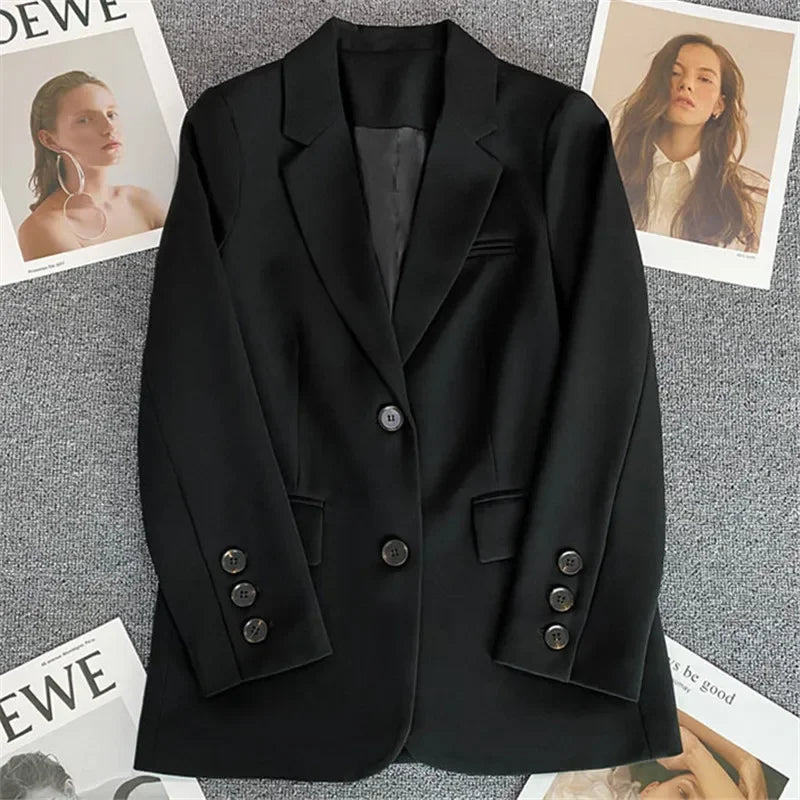 Elegant Office Lady Blazers for Women 2024 Fashion Long Sleeve Single Button Blazer Coats Female Top Suit Jackets Outerwears