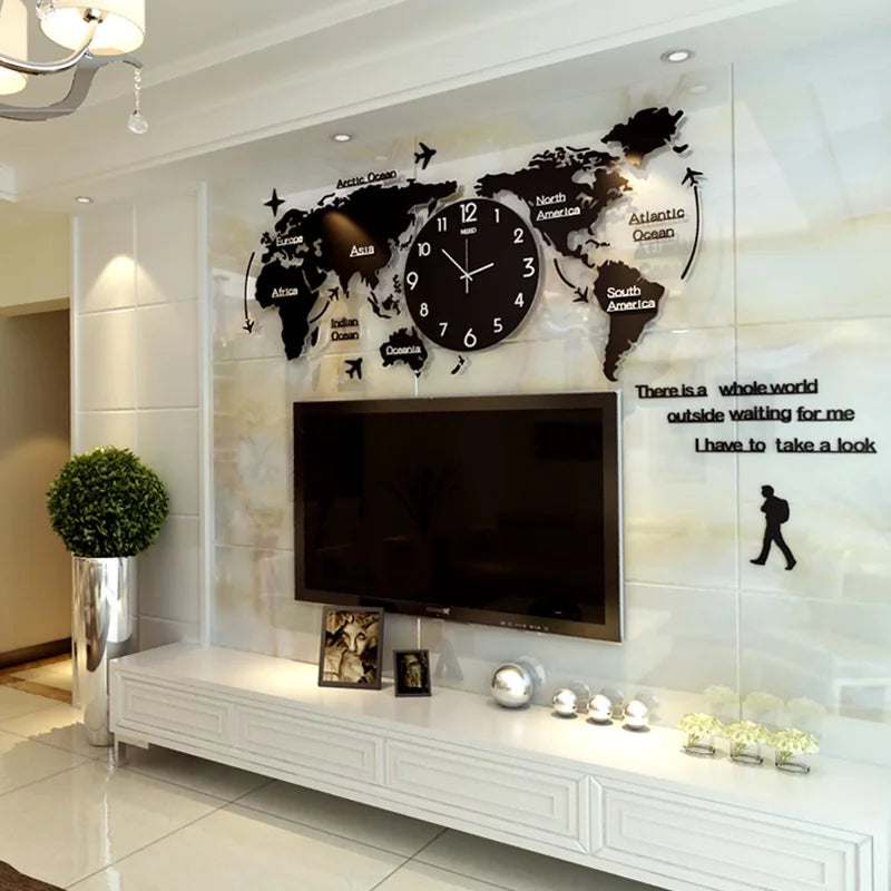 Ceas de perete acrilic unic, nou, fierbinte, 3D, DIY, ceas mare de perete suspendat cu autocolante, decorațiuni interioare