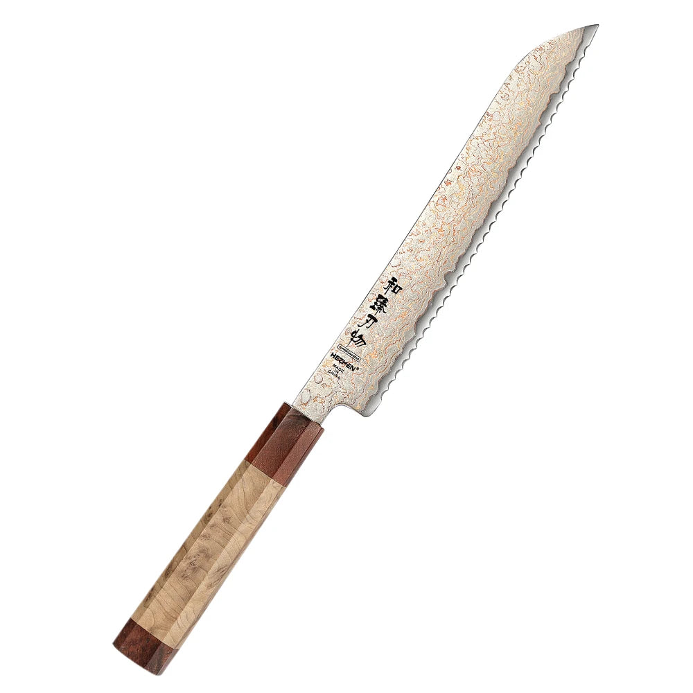 HEZHEN 1-5PC Knife Set 37 Layers Tricolour Copper Damascus Steel Chef Knife Classic Octagonal Handle Kitchen Knives Gift Box