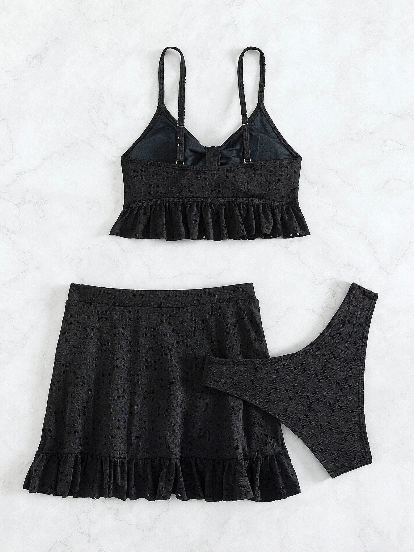 2025 3pack Schwimmbekleidung Frauen: Bikini Schwimmanzug Strand Rock - Knoten Badeanzug Strandmode Rüschen Zweiteilig Bikini Set Biquini Vielseitigkeit