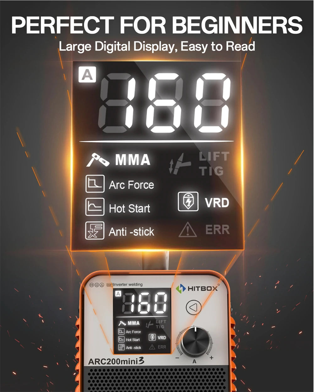 HITBOX Ultra-Mini Stick Welder MMA ARC/Lift Tig Welding Machine Hot Start Arc Force LED Digital IGBT Protable Home Welder Tool