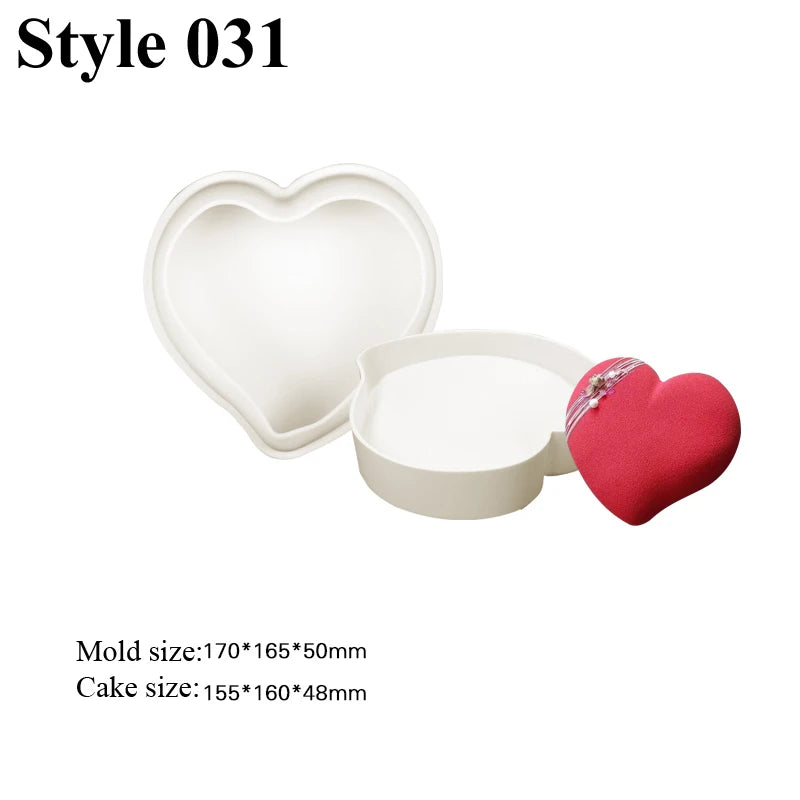 Romantic Heart or Rose Design Silicone Cake Molds Valentine's Day Mousse Cake Mold Kitchen Bakeware Dessert Decorating Tools