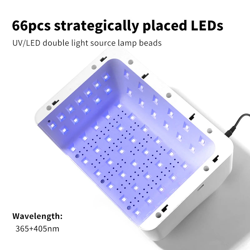 Lampă de unghii UV LED 2 în 1 cu pernă pentru braț pentru ojă gel, uscător de unghii cu lumină 72W și 4 temporizatoare pentru salon sau uz casnic
