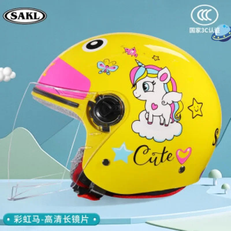 Children Cartoon Cute 4 season Motorcycle helmets Open face electric car bike child helmet for kids boy girl unicorn casco moto