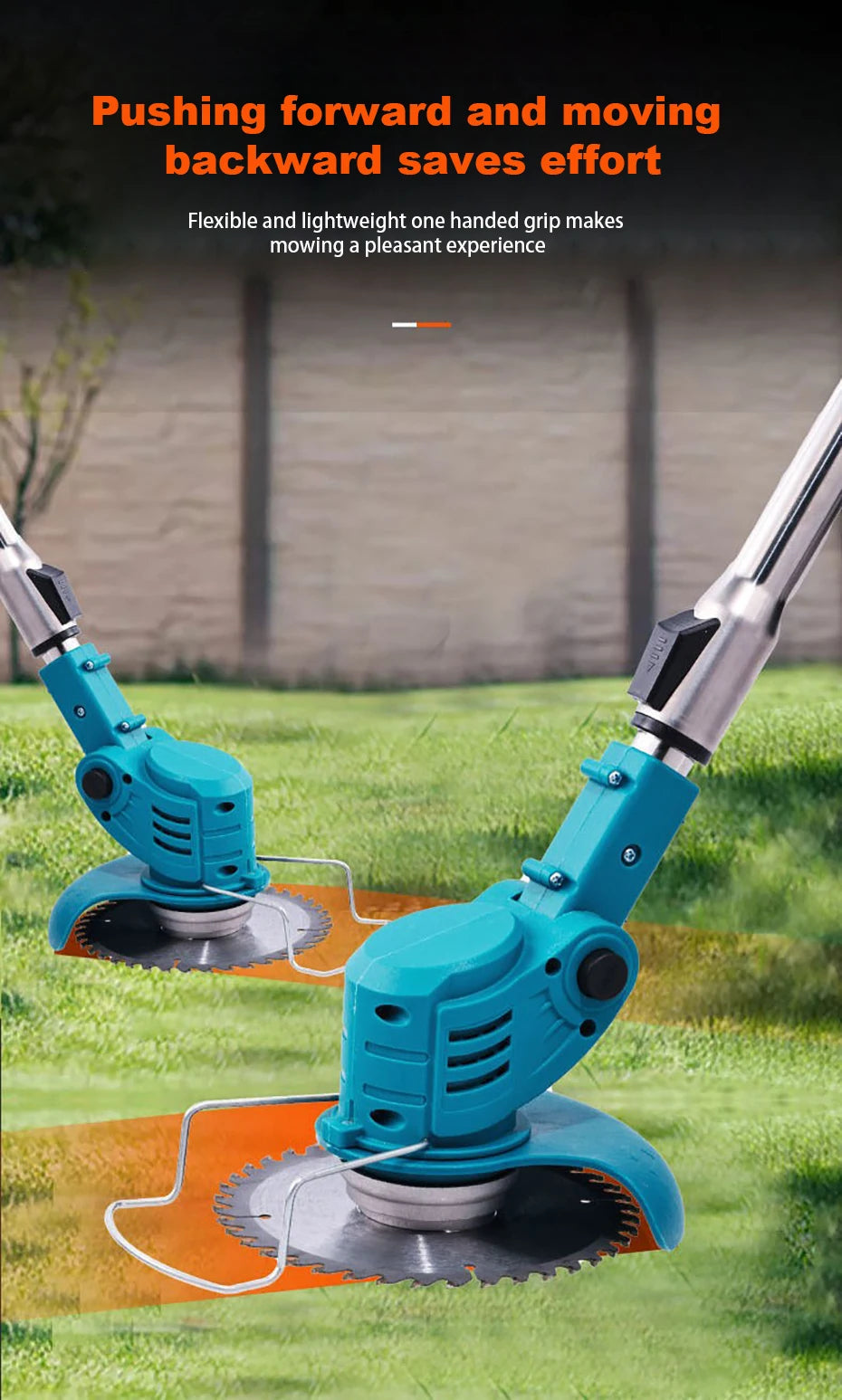 Small Household Cordless Lawn Mower Rechargeable Lawn Mowing Machine Electric Trimmer Garden Tools for Makita (Without battery)