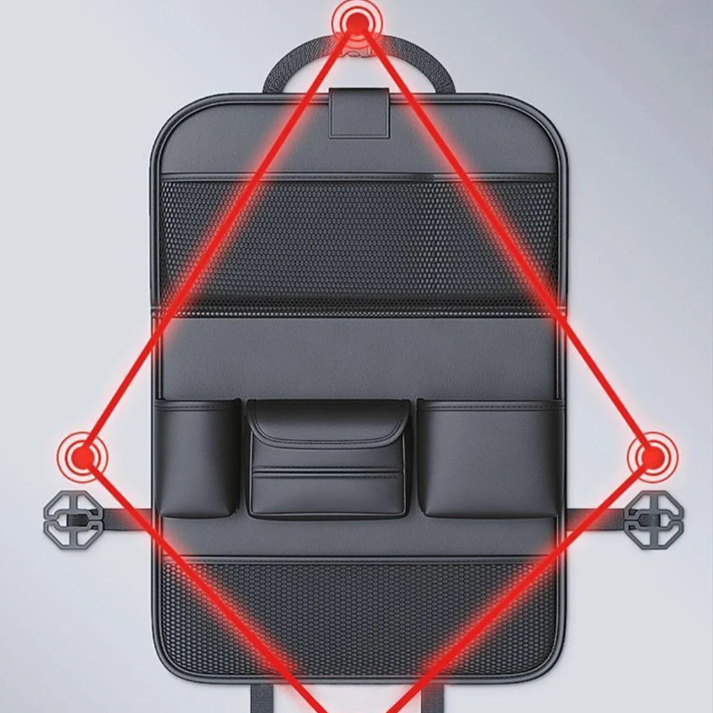 Car Seat Back Organizer PU Leather All in One Car Seat Back Storage Bag with Foldable Table Tray Tissue Holder Anti Kick Pad