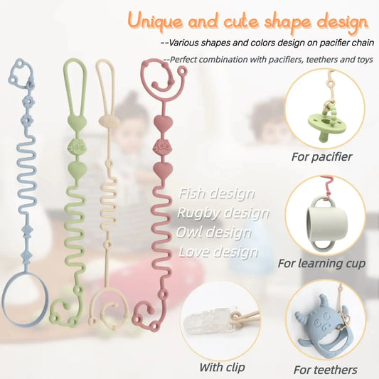 Choice XK-LZ00007 Silikon Schnullerkette - 4er Set 22cm