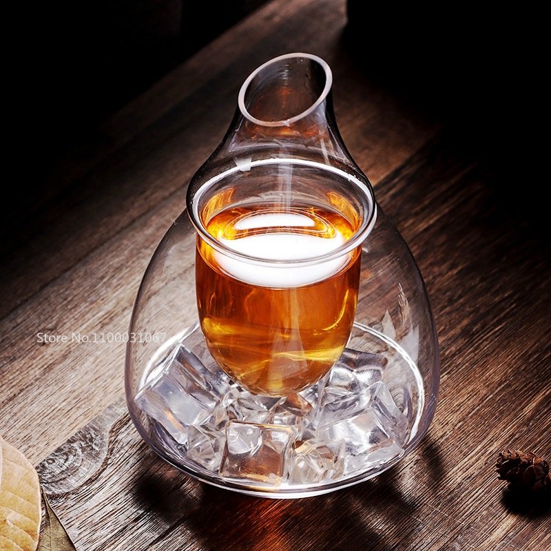 Creative Japanese Glass Wine Pot Cooling Sake Cup Ice Jug Decanter Wine Bottle Whiskey Dispenser Home Hotel Bar