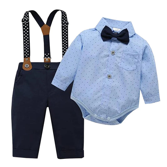 Kabeier Baby Anzug Formal Mit Hosenträgern - 3-24M Blau