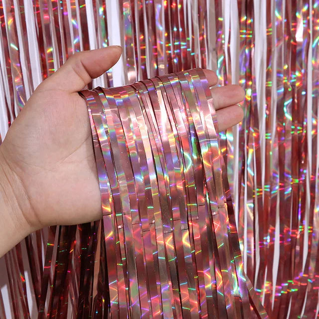 PartyPro Lametta Vorhang Glitzer - 1x2 m, Folie, leicht