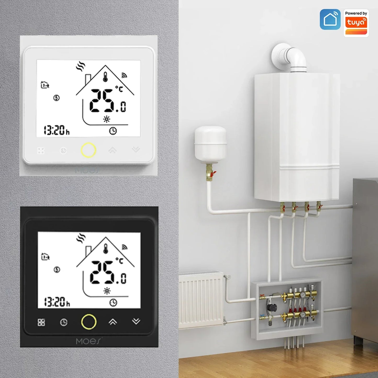 Smart-Thermostat 2025: MOES WiFi Wasser/Elektrische Fußbodenheizung - Gasboiler-Temperaturcontroller Smart Alexa Tuya Google Voice Zigbee-Sammlung