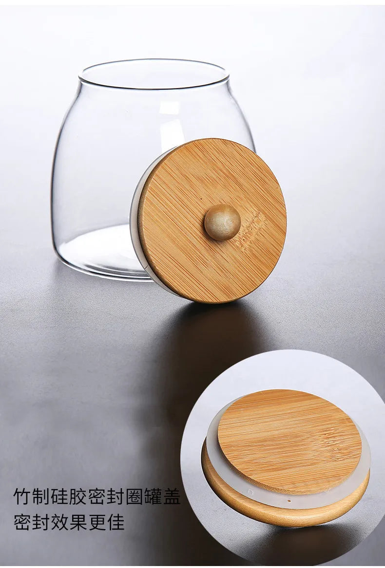 Spherical Glass Food Storage Container with Cork Lids Large Capacity Sealed Glass Bottles Pot Jar for Kitchen Organizer tools